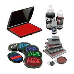 ink bottle, pads and supplies